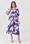New Season Wrap Neckline Patterned Elastic Waist Batwing Sleeve Midi Summer Dress for Women 096 - 8