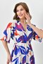 New Season Wrap Neckline Patterned Elastic Waist Batwing Sleeve Midi Summer Dress for Women 096 - 2
