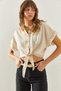 Women's Beige Ayrobin Detailed Linen Shirt 60251319 - 6