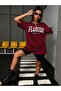 Women's Burgundy Florida Sunshine Printed Oversize T-Shirt - 5