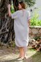 Organic Cotton Mink Shirt Collar Buttoned 3/4 Sleeve Buttoned Pocketed Woven Casual Muslin Dress - 2
