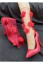 Eftelya Floral Tulle Bridal Socks Red - 6