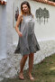 Italian Mink Halter Neck Ruffled Woven Casual Viscose Dress - 6
