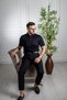 Polo Collar 100% Mercerized Cotton Classic Fit Patterned Black T-Shirt - 4