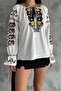 Women's tasseled floral embroidered cotton blouse - 3