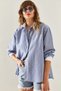 Women's Blue Cuff Collar Garni Striped Shirt 4442 60251327 - 5