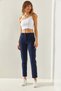 Women's Navy Blue Epaulet Gabardine Trousers 3947 60251321 - 3