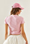 Women's Pink Crew Neck Basic Crop T-Shirt 60251338 - 7