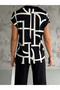 Women's V-Neck Off-Shoulder Short Sleeve Printed Blouse - 6