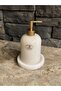 White Marble Matte Gold Detailed Liquid Soap Dispenser and Tray Set of 2, First Class Workmanship