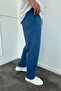 Men's Baggy Loose Fit Elastic Waist Blue Striped Trousers - 3
