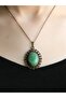 Natural Stone Green Agate Natural Stone Authentic Women's Necklace with 45 cm Chain Euk13Ya - 3