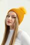 Women's Winter Mustard Pompom Knitwear Beret - 2