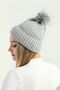 Women's Gray Winter Pompom Knitwear Beret - 5