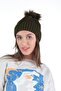 Women's Khaki Winter Pompom Knitwear Beret - 5
