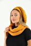 Women's Mustard Knitwear Painter Beret and Knitted Neck Collar Set - 2