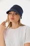 Safari style navy blue bandana visor with tie closure