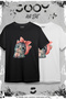 Cute Cat Printed Oversize Wide Fit T-Shirt Black and White Set of 2 - 2