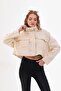 Women's Beige Short Oversize Gabardine Pocket String Jacket New Season