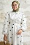 White Embroidered Shirt Collar Dress - 3