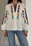 Women's White Tasseled Colorful Embroidered Cotton Blouse - 3