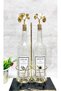 Transparent Oil Pot Non-Spill Ginko Model 750ml Oil Pot with Cork Stopper and Gold Stand