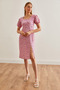 Women's Pink Slit Back Low-Cut Mini Dress Elb- 19002181 - 2