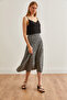 Women's Daisy Black Elastic Waist Patterned Long Skirt Etk- 19000259 - 2