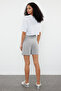 Gray %100 Tencel™ Pleated Denim Shorts TWOSS24SR00077 - 5