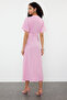 Fuchsia A-Line Corsage Detailed V-Neck Maxi Woven Dress TWOSS24EL00620 - 4
