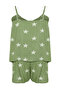 Mint Star Pattern V-Neck Woven Pajamas Set Tbbss24Ai00064 - 8