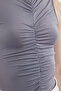 Açık Antrasit Büzgü Detaylı Esnek Çıtçıtlı Örme Body TWOSS23BD00006 - 4