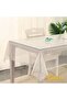Meiwa Luxury Thread Pattern Transparent Coated PVC Stain-Resistant Non-Slip Erasable Oilcloth Tablecloth.cream - 3