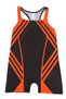 Girls' Swimsuit Jumpsuit with Shorts, Stretch Fabric, Orange Color, Digital Printed Swimsuit