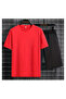 Unisex Black Oversize Crew Neck Bottom Top T-shirt with Shorts Double Set - 5