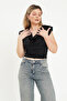 cowl neckline Trendy Black Blouse - 3