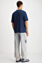 Landscape Men's 100% Organic Cotton Print Detailed Thick Textured Oversive Navy Blue T-Shirt - 6