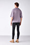 Ascolı Men's Oversize Fit Special Thick Textured Fabric High Collar Lilac T-shirt - 5