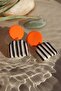 Polymer Clay Special Design Handmade Orange Black Striped Earrings - 2