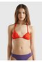 Women's Red Double Straps Back and Neck Tie Triangle Bikini Top