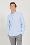 Men's Light Blue Linen Comfort ft Relaxed Fit Buttoned Lapel Dobby Shirt - 3