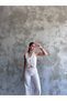 Asur Boutique Women's Vest Thin Linen Fabric Striped Set - 4