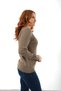 Women's Mink 100% Organic Cotton V-Neck Hair Braided Knitwear Sweater Knitted Blouse Trıst-6155 - 3