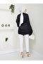 Satin Lace-Up Black Tunic Blouse - 3