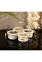 Floral Laser Ceramic 4-Piece Breakfast Serving Bowl with Gold Stand, Snack Bowl