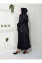 Satin Lace-Up Black Tunic Blouse - 5