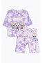 Purple Crew Neck Short Sleeve T-Shirt and Leggings Set