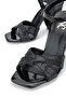 Women's Vegan Black Heeled Sandals - 4