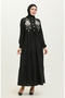 Black Embroidered Drawstring Belted Dress - 0382-04 - 2