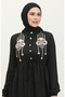 Black Embroidered Drawstring Belted Dress - 0382-04 - 3